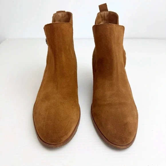 Anthro Comptoir Des Cotonniers camel brown Suede Ankle Boots Tan Heeled Boho 9